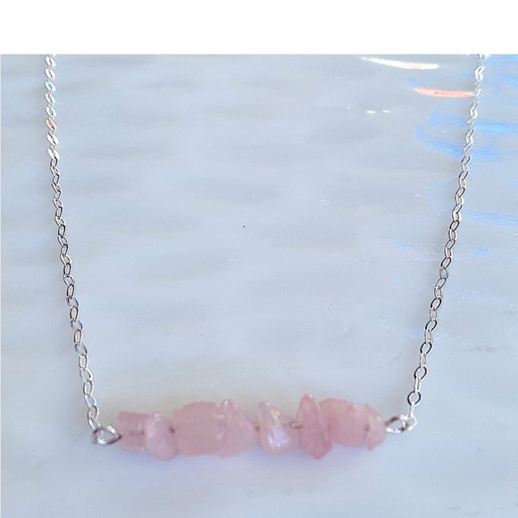 Sterling Silver and Pink Rose Quartz Necklace
18” inches - Picture 2 of 5